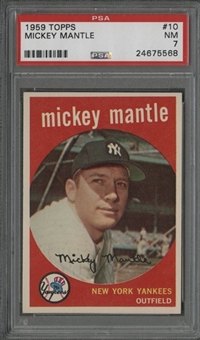 1959 Topps #10 Mickey Mantle - PSA NM 7